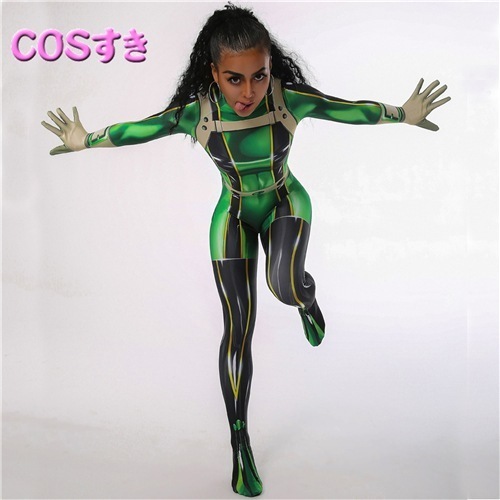 【2点購入で150OFF】【新品開催 】僕ヒーローアカデミア　ヒロアカ 蛙吹梅雨　あすい つゆ　Asui Tsuyu 全身タイツ コスプレ衣装 ステージ衣装 ライクラ 柔らかい 弾力と伸縮性あり