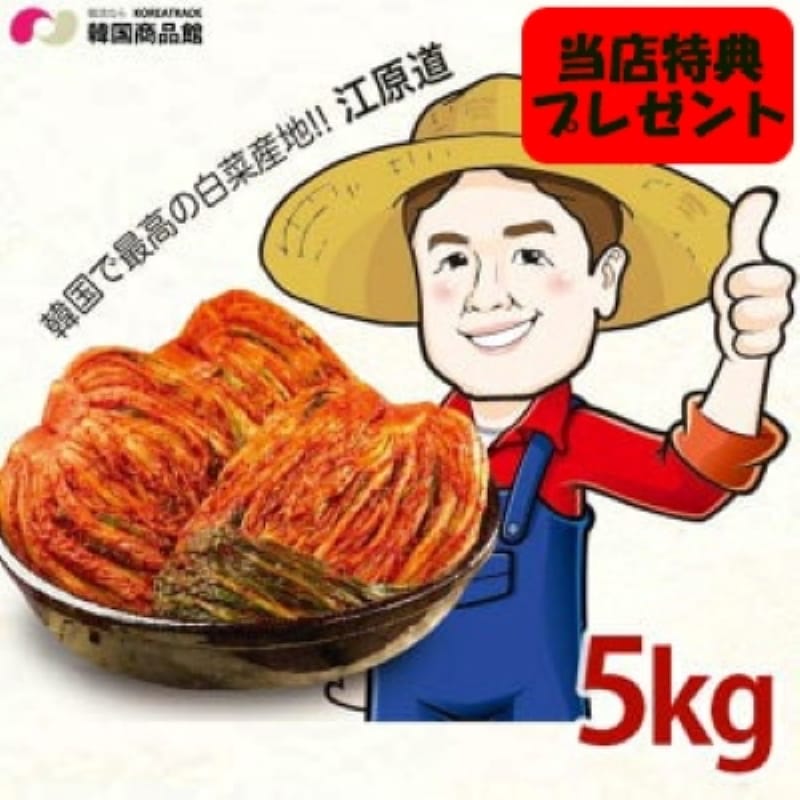 [レビューイベント] [当店特典]韓国産 江原ガンウォンドンガン キムチ 5kg 白菜キムチ 江原道 家庭用