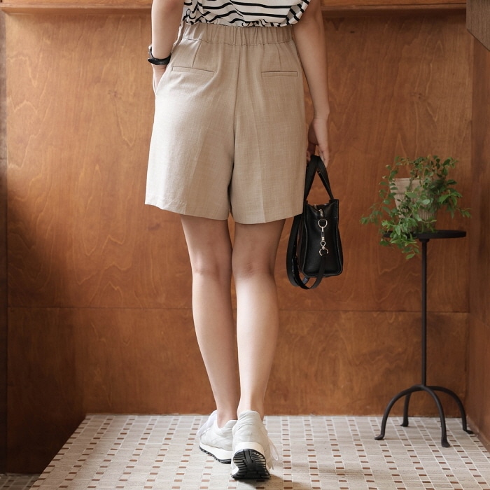 [韓国ファッション] レディース用 裏バンディング ハイウエスト スパン 4分丈 半ズボン