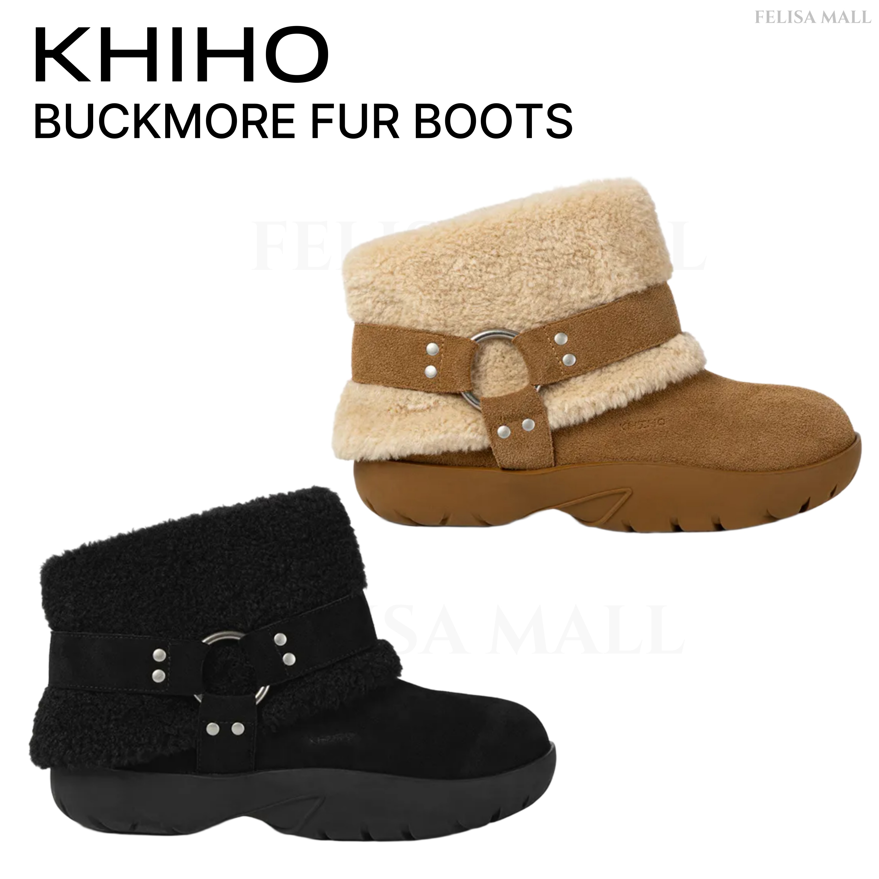 [KHIHO] BUCKMORE FUR BOOTS ショートブーツ 韓国人気 韓国ブランド