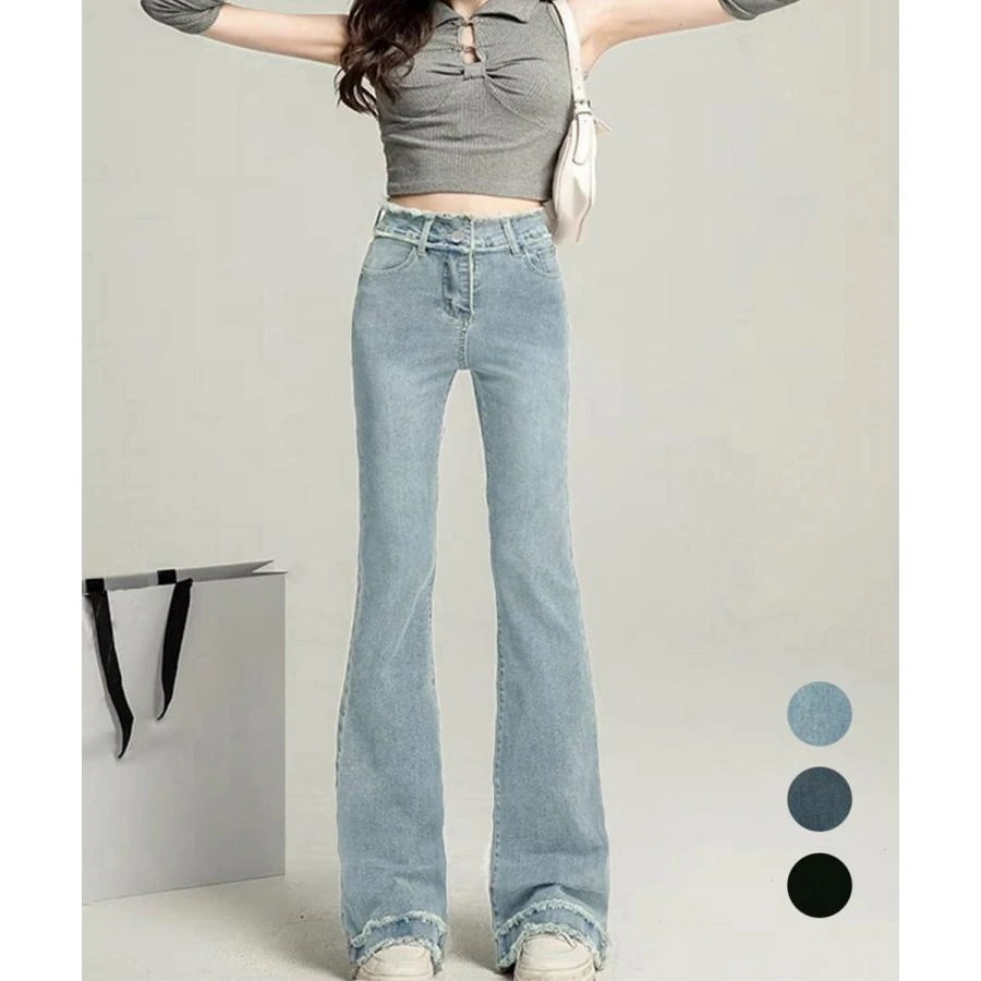 人気沸騰 大人気レディースパンツ フリンジ フレアパンツ デニムパンツ