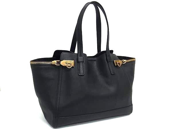 サルバトーレフェラガモ トートバッグ ガンチーニ アリアナ レザー DH-21 D992 ゴールド金具 ブラック ハンドバッグ ショルダーバッグ ショッピングバッグ 鞄【本物保証】