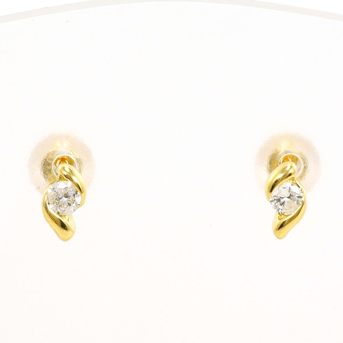 K18 18金 YG イエローゴールド ピアス ダイヤモンド 0.05ct 総重量約0.5g 中古