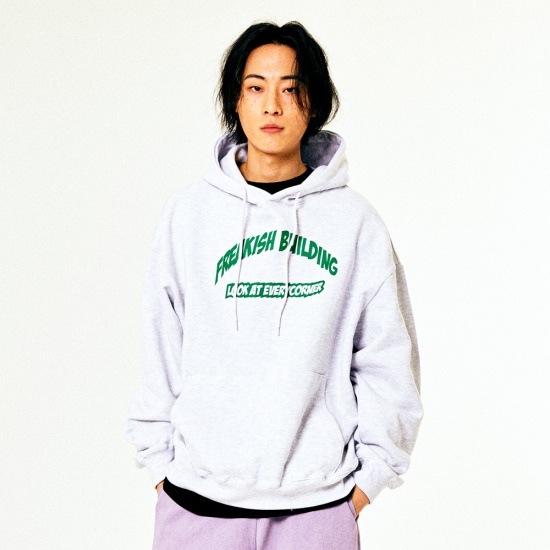 【GoldenChildボン, ジェヒョン着用ロゴプリントオーバーフィットフードティー】LAEC HOODIE（LIGHT MELANGE）