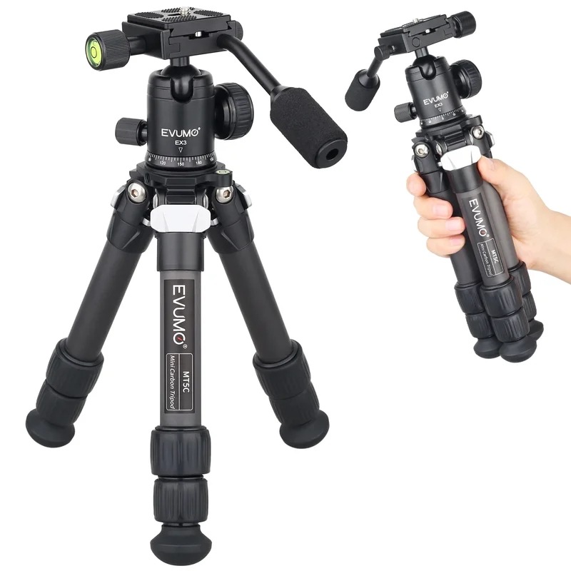 Evumo-ミニ卓上三脚,デジタル一眼レフ用カーボンファイバーコンパクト卓上三脚,スマートフォン用dvビデオ,10kg,mt5c,新品,10層