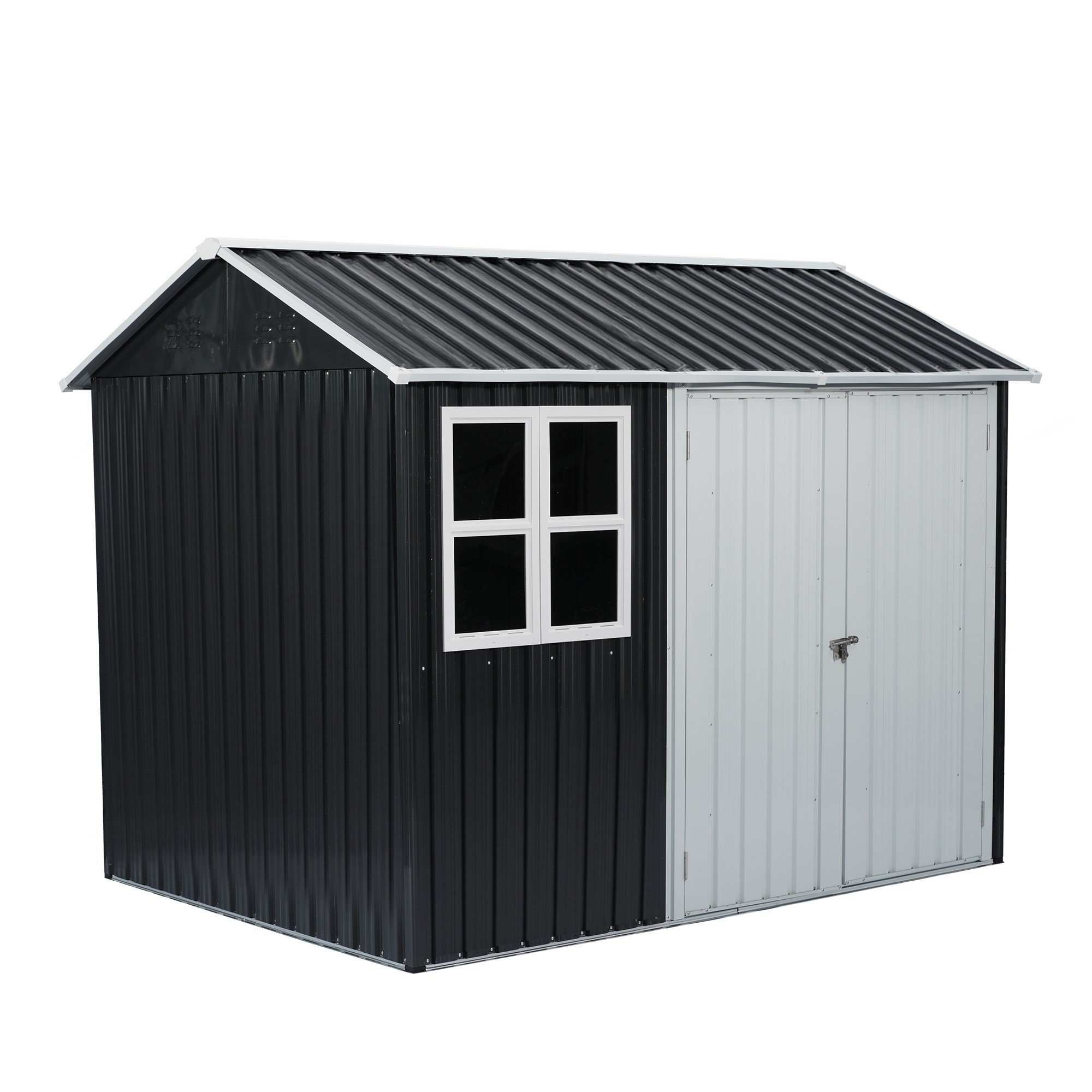 物置 屋外 スチール 倉庫 戸外収納庫 幅249*奥行き184*高194 物置き おしゃれ 大型 収納庫 屋外物置 防さび ベランダ 防水 ドア スチール物置 屋外収納 ガーデニング 庭 新作【グレ3