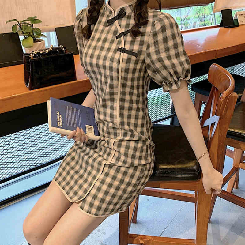 ワンピース ドレスワンピ チャイナドレス l ミニ丈 膝上 袖あり 半袖 パフスリーブ スタンドカラー スリム アシンメトリー 細身 かわいい 大人可愛い カジュアル おしゃれ お洒落 大人女子 個