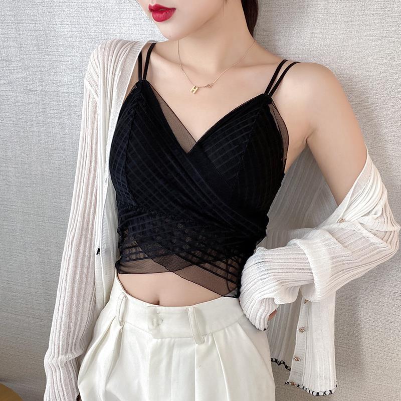 新作レディースファッションカップ付きキャミソール セクシーレースチョッキ 流行りインナー