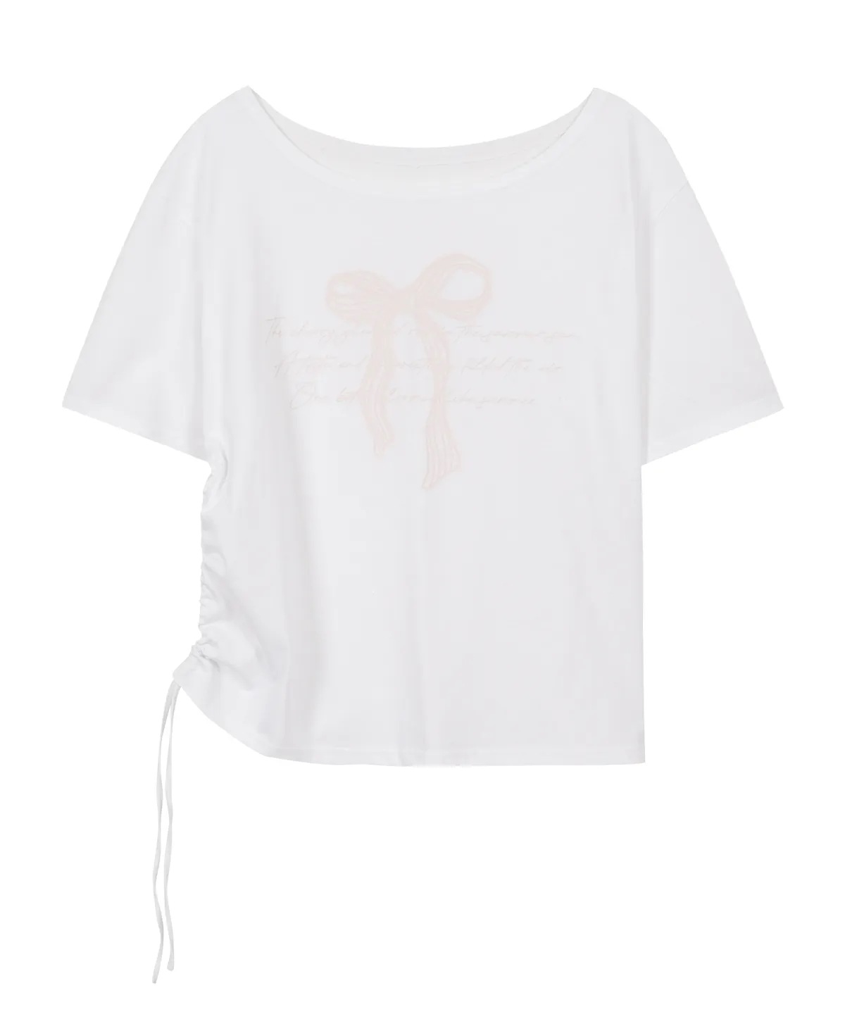 ★ILLIGO★ Ribbon shirring off-shoulder t-shirt white 25SMTO ILLIGO] Ribbon Shirring Off-Shoulder T-shirt Light Melange