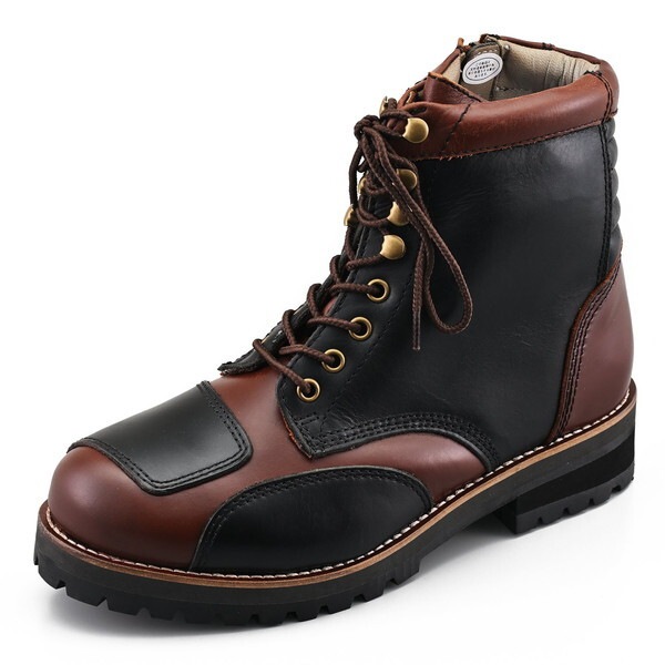 D39600 バイク ブーツ ライディングブーツ ダービーライドブーツ 本革 牛革(フルグレインレザー) シフトパッド くるぶしパッド内蔵 サイドジップ DS-001 コンビ 23.0cm/レディース