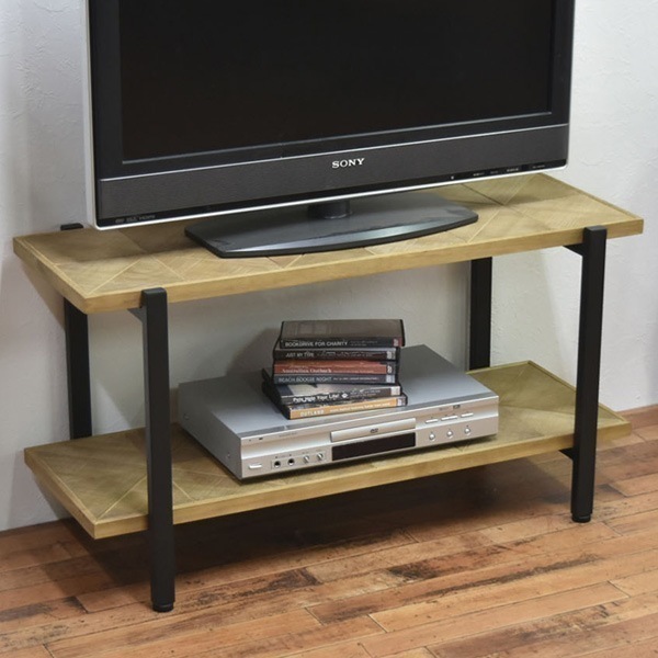 テレビ台 2段ラック 組木 古材風 KALEIDO 約幅90cm