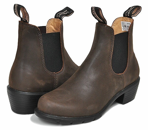 ウィメンズ エラスティック サイドゴア ヒール ブーツ bs1673251 5cmヒール レザー ブラウン