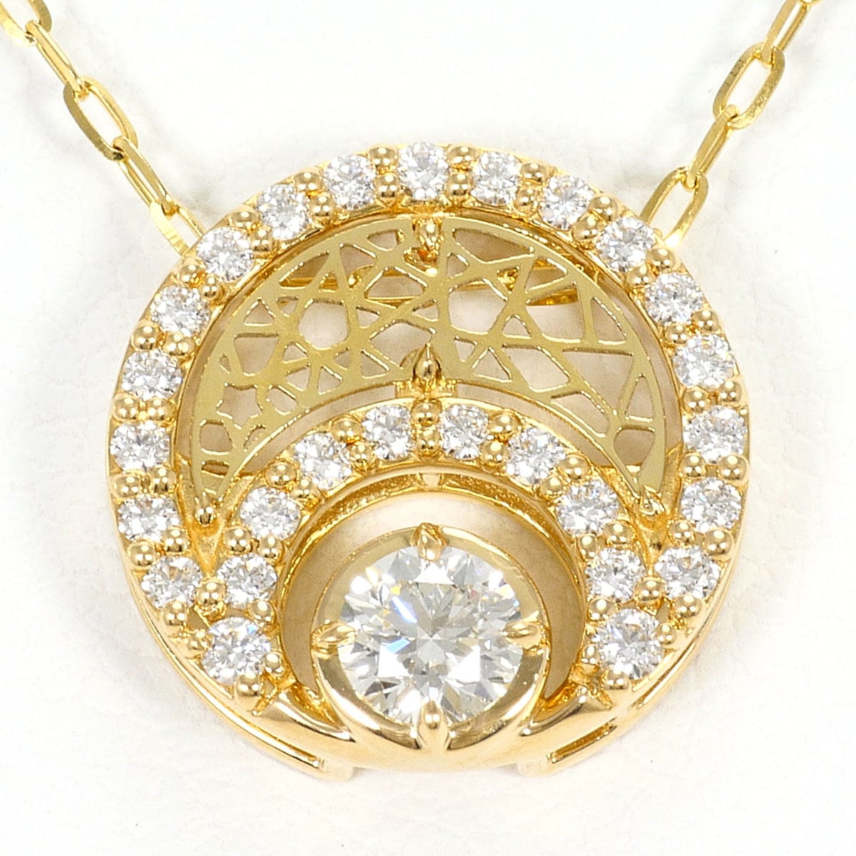 K18 18金 YG イエローゴールド ネックレス ダイヤモンド 0.200ct ダイヤモンド 0.18ct VS1 鑑定書 総重量約3.3g 約50cm 中古