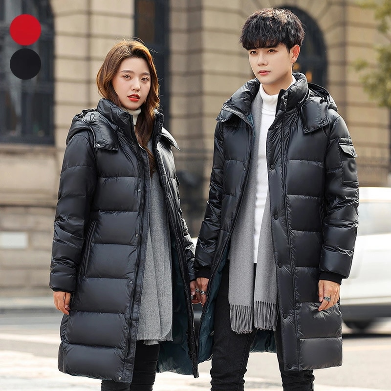 ダウンコート ロングコート 男女兼用 冬服 メンズ ダウンジャケット 韓国風 秋冬 暖かいコート ダックダウン レディース 防寒服 ビジネスコート 通勤 通学 カジュアルコート フード付き お揃い ペ