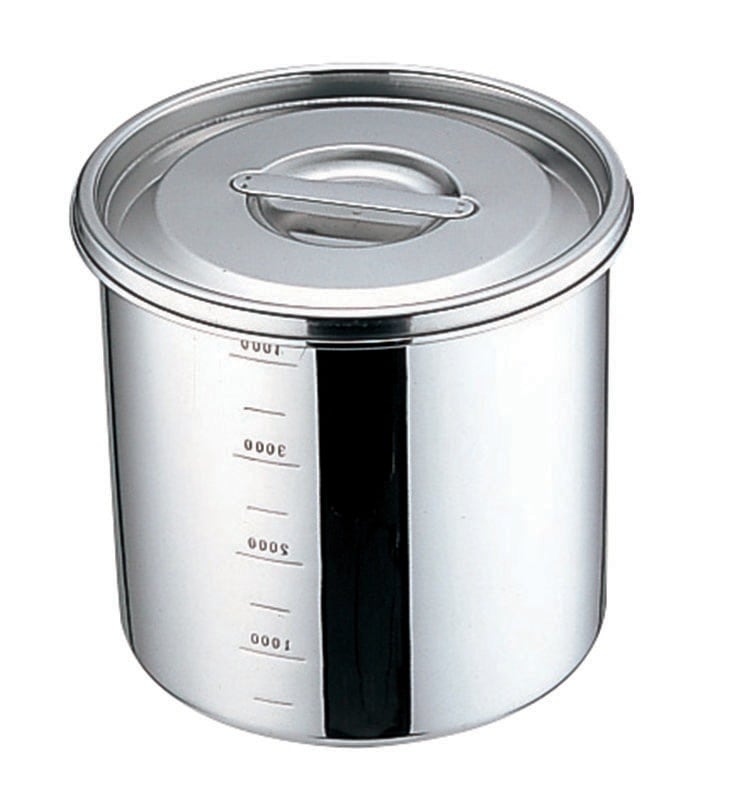 （まとめ買い）三宝産業 UK 18-8 丸 深型キッチンポット（目盛付） 11cm（1.0L）手無 [x3]