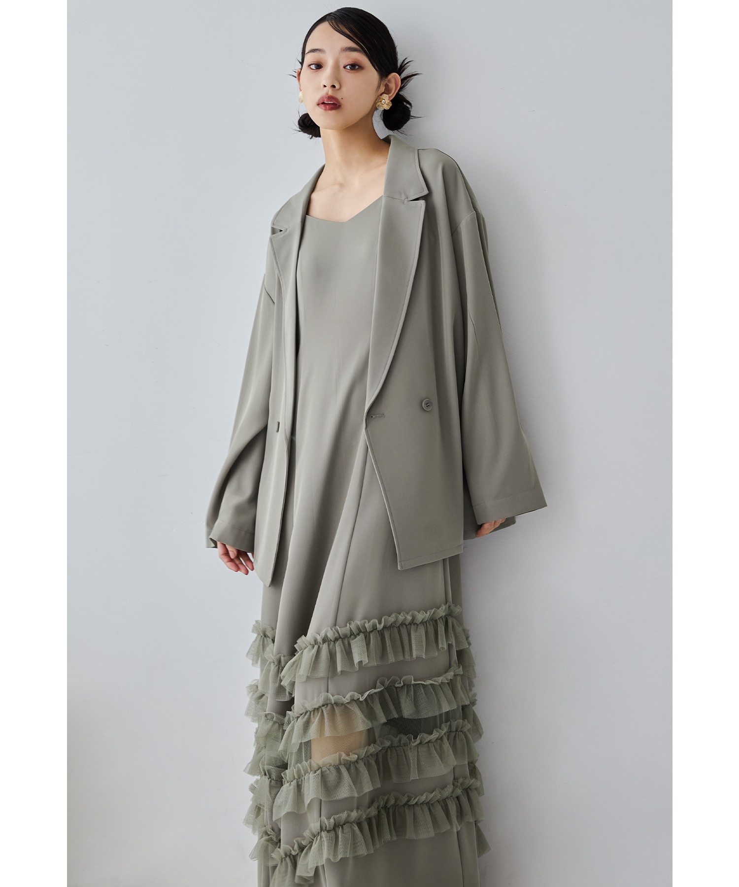 Qoo10] niana トランスペアレントヘムセットアップドレス : レディース服