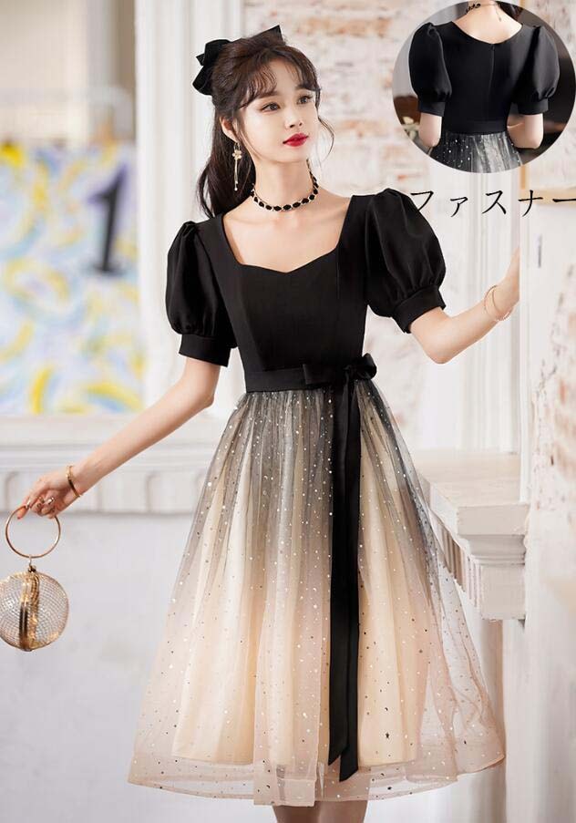 お嬢様 パーティードレス Aラインドレス 宴会ドレス 半袖 ロング丈ワンピース 高級感 ステージ 衣装 ロングドレス 韓国風 プリンセスライン 結婚式 洋服 花嫁の介添え人 ドレス 忘年会 演奏会 着