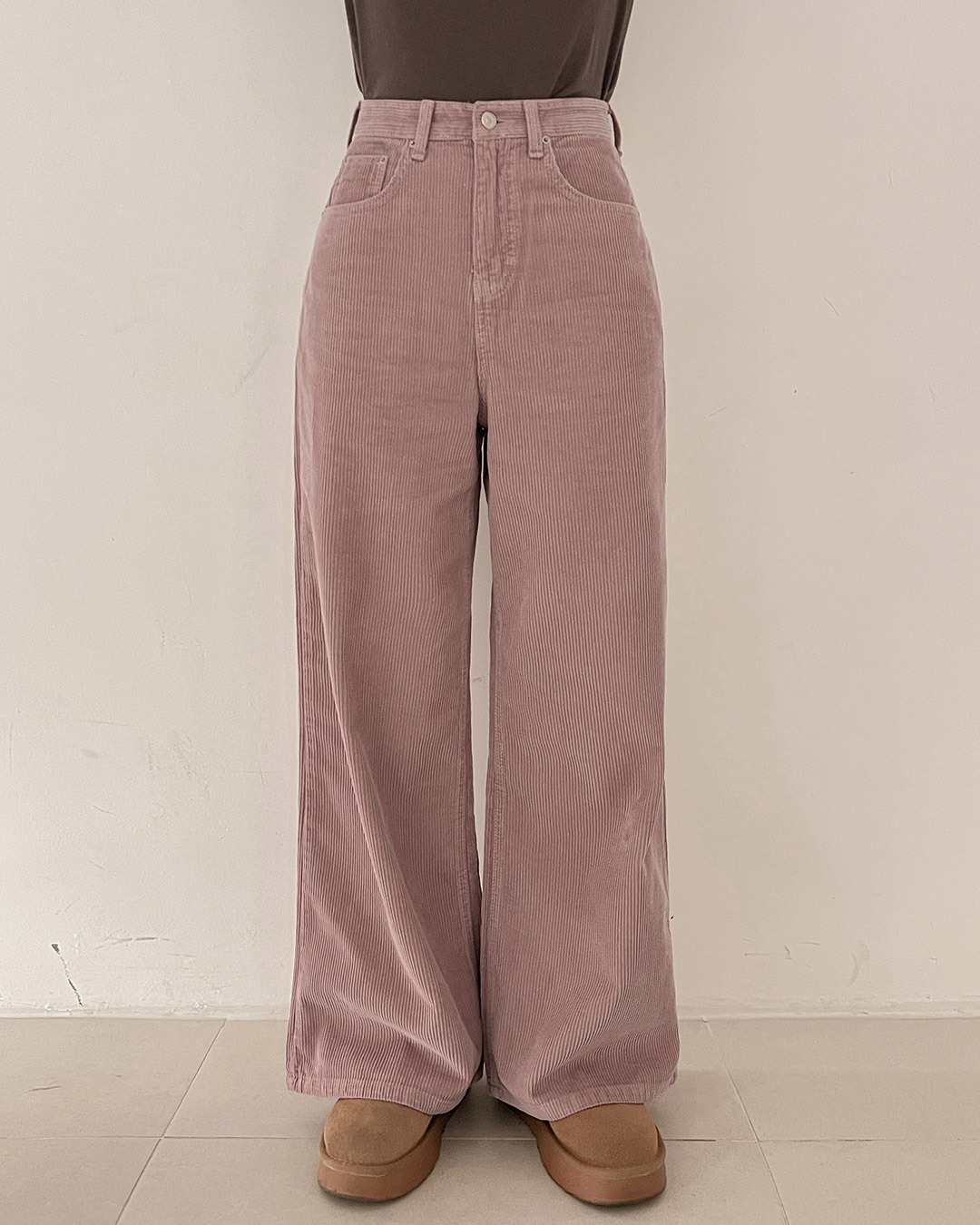 コーデュロイワイドパンツ韓国ファッション レディース