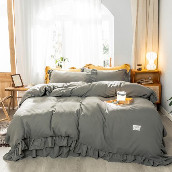 布団カバー シングル フリル付き 春夏秋冬 無地 3点セット 掛け布団カバー かわいい 寝具カバーセット フラットシーツ 枕カバー セミシングル 敷布団カバー