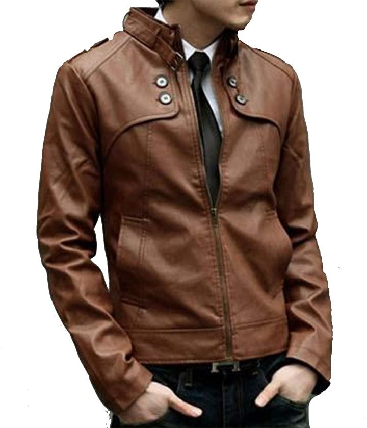 ライダース ジャケット シングル ビンテージ レザー メンズ 服 XXL( ブラウン, 2XL) 4,950円