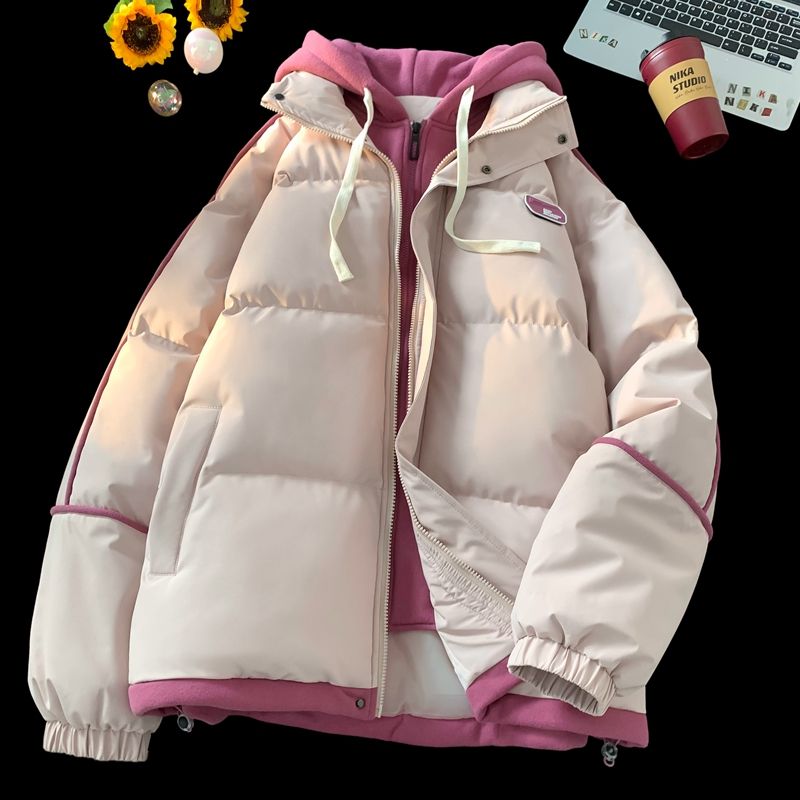 2024新型白鴨毛ダウンジャケット冬に男女カップルの小衆保温コートを厚くしてパン服を2枚作った