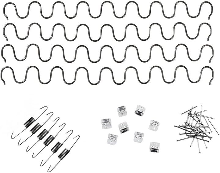 ソファー 張り替え セット スプリング 補修 家具 修理 椅子 座面 張替 (Sバネ4本 固定具 ネジ, 55cm)