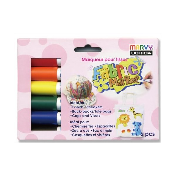 布用ペン ファブリックマーカー 基本色 6色セット 560-6A 【5個セット】布描き 染色 絵の具 カラー 工作 クラフト用品 手作り ハンドメイド お絵かき 作品 アート おうち時間