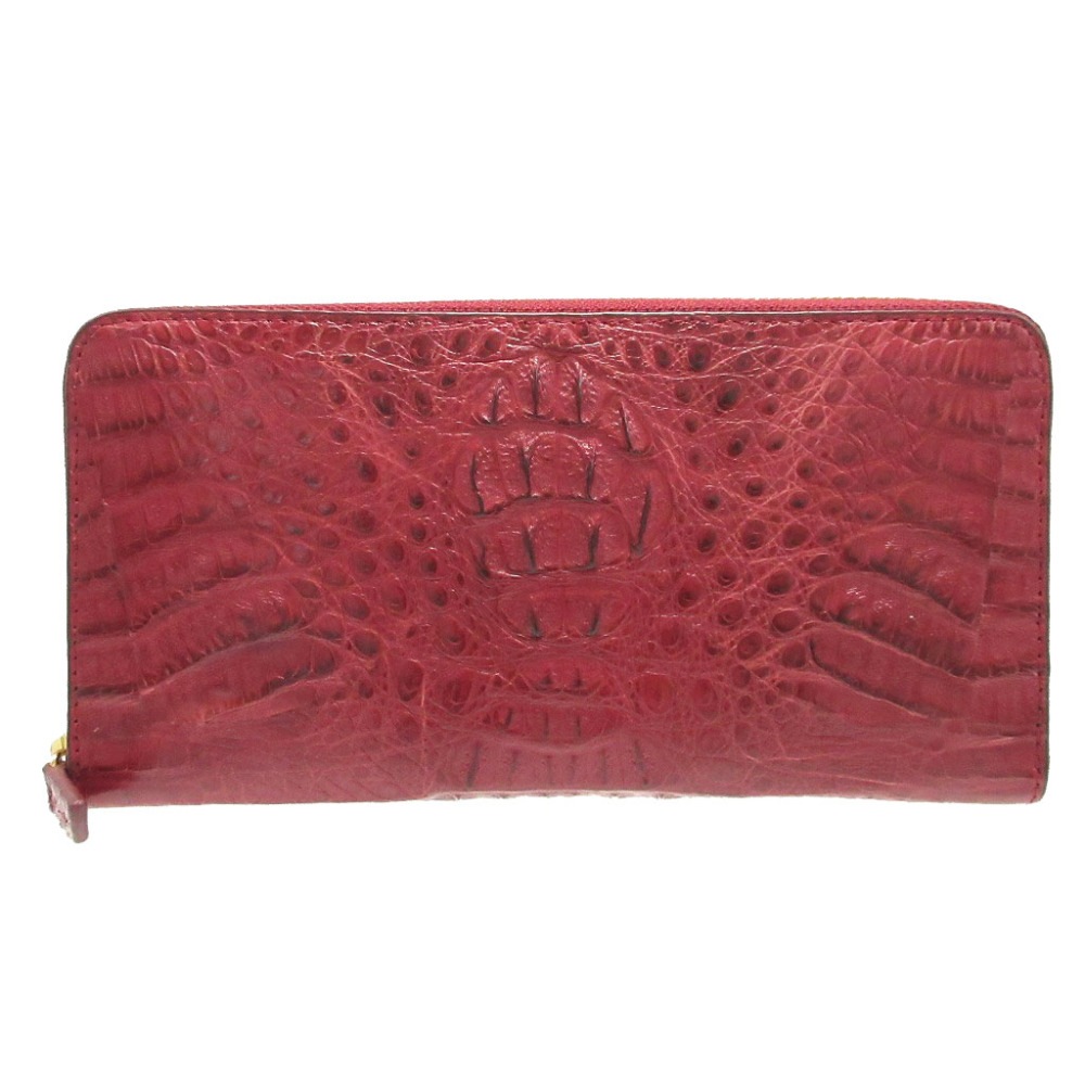 未使用品 カイマンクロコダイル ラウンドファスナー CJN0477AWEMT 長財布 カイマン/カイマン ボルドー 0602【中古】CAIMAN CROCODILE レディース
