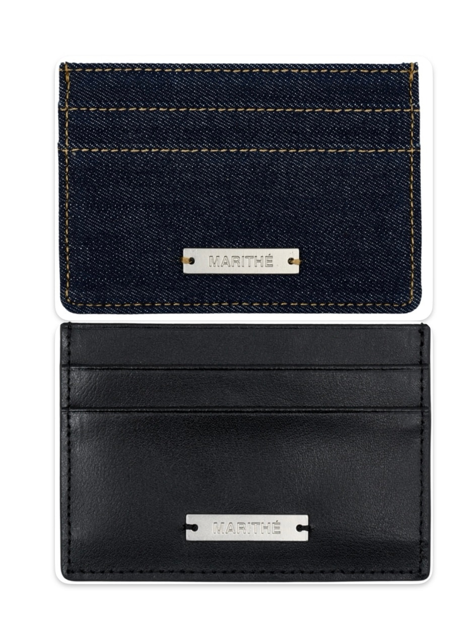 Marithe)REGULAR LOGO CARD WALLET レザーとデニム生地のカード入れレギュラーロゴカード財布 6,960円
