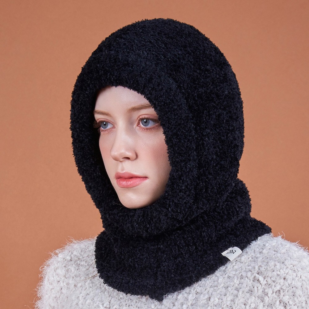 バザールモノグラムラベルソフトニットバラクラバ