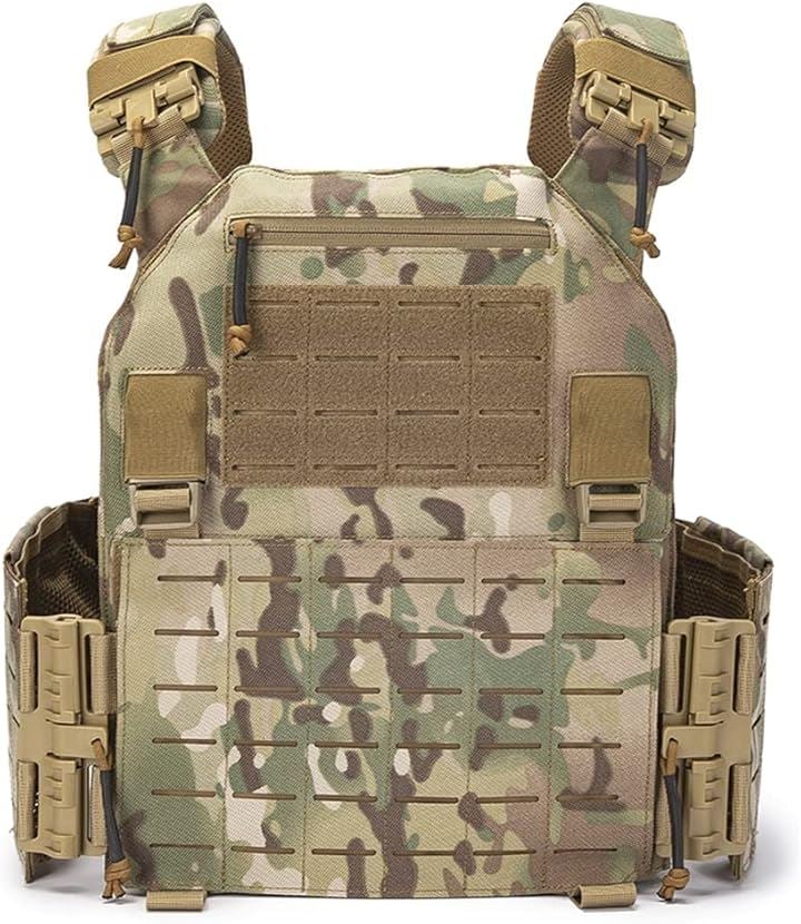 タクティカルベスト 軽量 プレートキャリア サバゲー用 サバイバルベスト MOLLE モール対応 戦術 サイズ調整可 1000Dナイロン素材 レーザー切断 アップグレード(マルチカム)