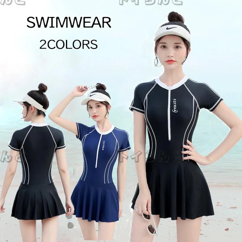 【20点セット】メガ割ワンピース 水着 レディース 体型カバー スクール水着 半袖 ジッパー オールインワン 学校用 練習用 パッド付き 大きいサイズ 女性 スイミング スイムウェア 紫外線対策 シン