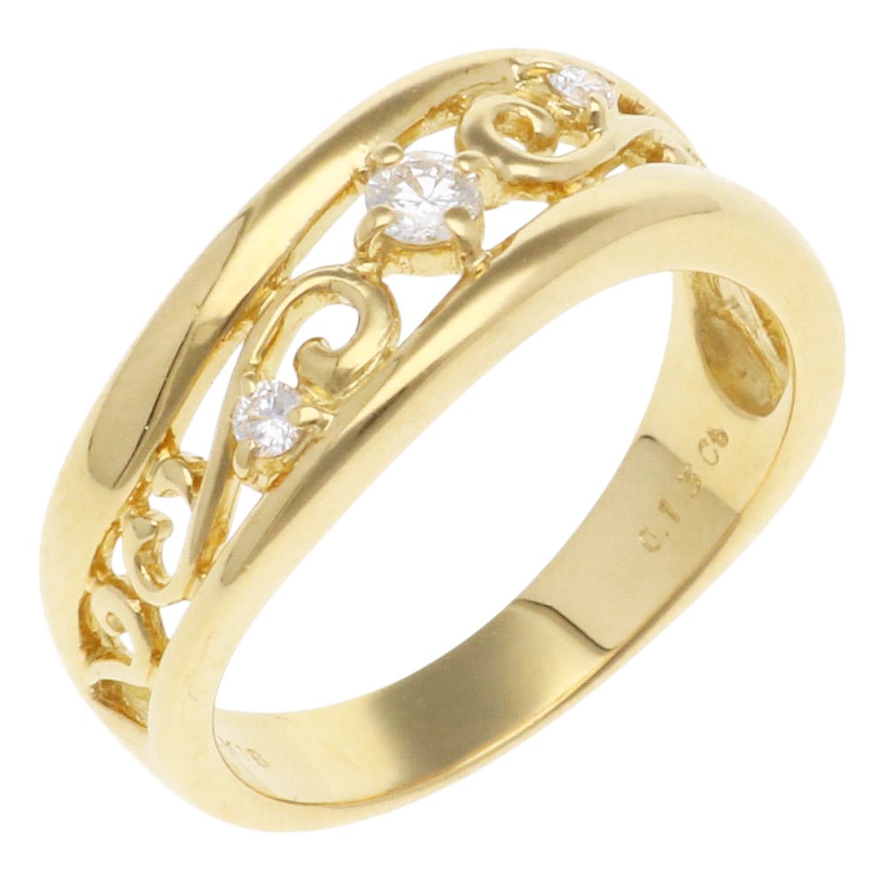 ミキモト リング 指輪 13.5号 18金 K18イエローゴールド ダイヤモンド MIKIMOTO 中古 美品