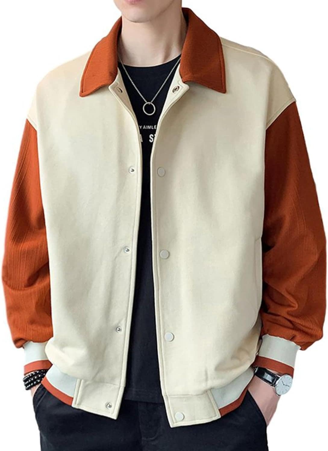 バイカラー スタジャン メンズ ブルゾン スタジアムジャンパー かっこいい 春秋 ジャケット クラシック アメカジ アウトドア 通勤 通学 男性用 ストリート おしゃれ 大きいサイズ