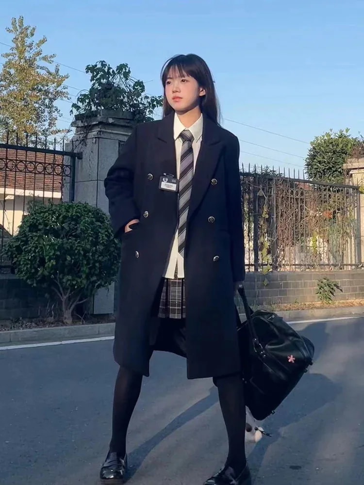 Hot!!!JK制服 ラジャー トレンチコート 厚手 チェスターコート 女子高校生 学院風 コート