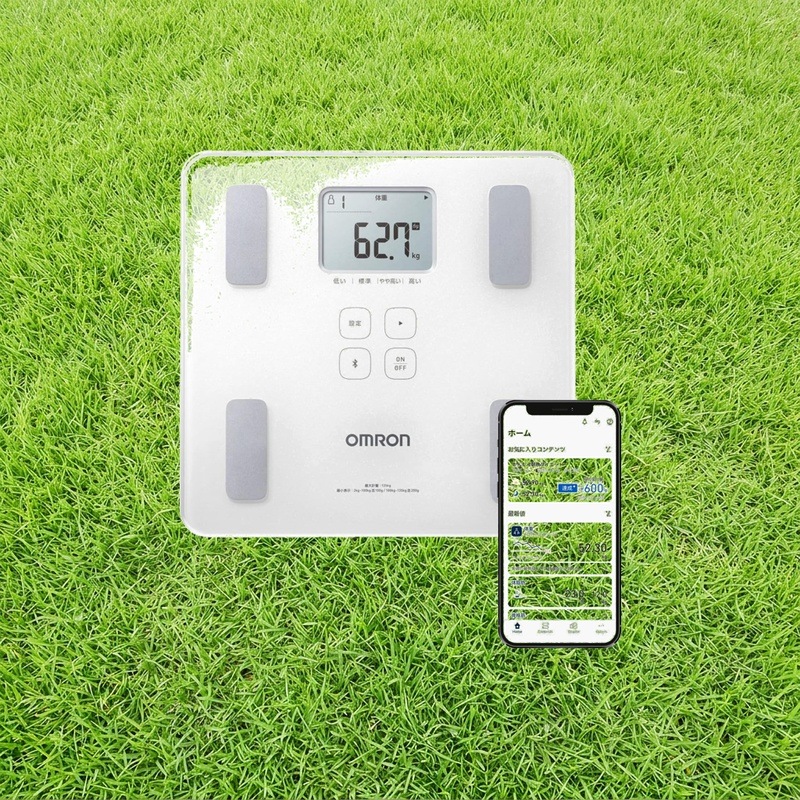 オムロン 体重 体組成計 HBF-230T-SW スマホ連動 体脂肪率 BMI 骨格筋率 OMRON connect対応 自動認識 シャイニーホワイト
