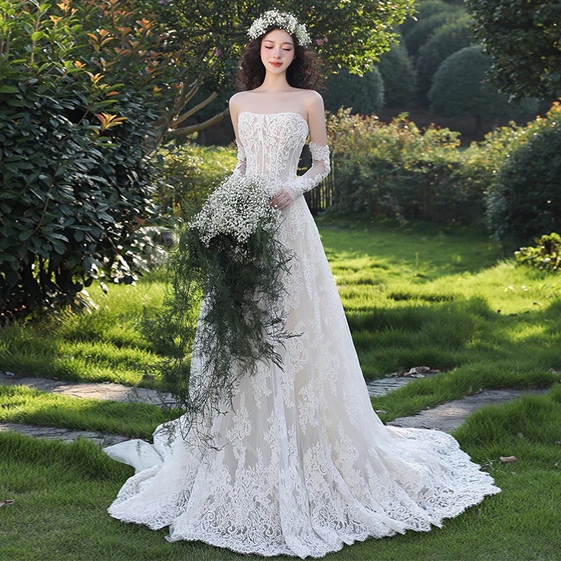 人気 2025新作 高級感 気質 ワンピース 花嫁ロングドレス 結婚式ワンピース 結婚式 ドレス韓国ファッション パーティードレス