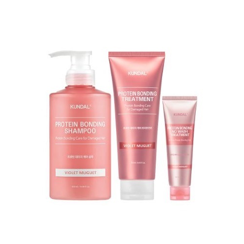 プロテイン ダメージケア シャンプー500ml+トリートメント250ml + ノーウォッシュ トリートメント130ml / バイオレットミュゲ / イランイ