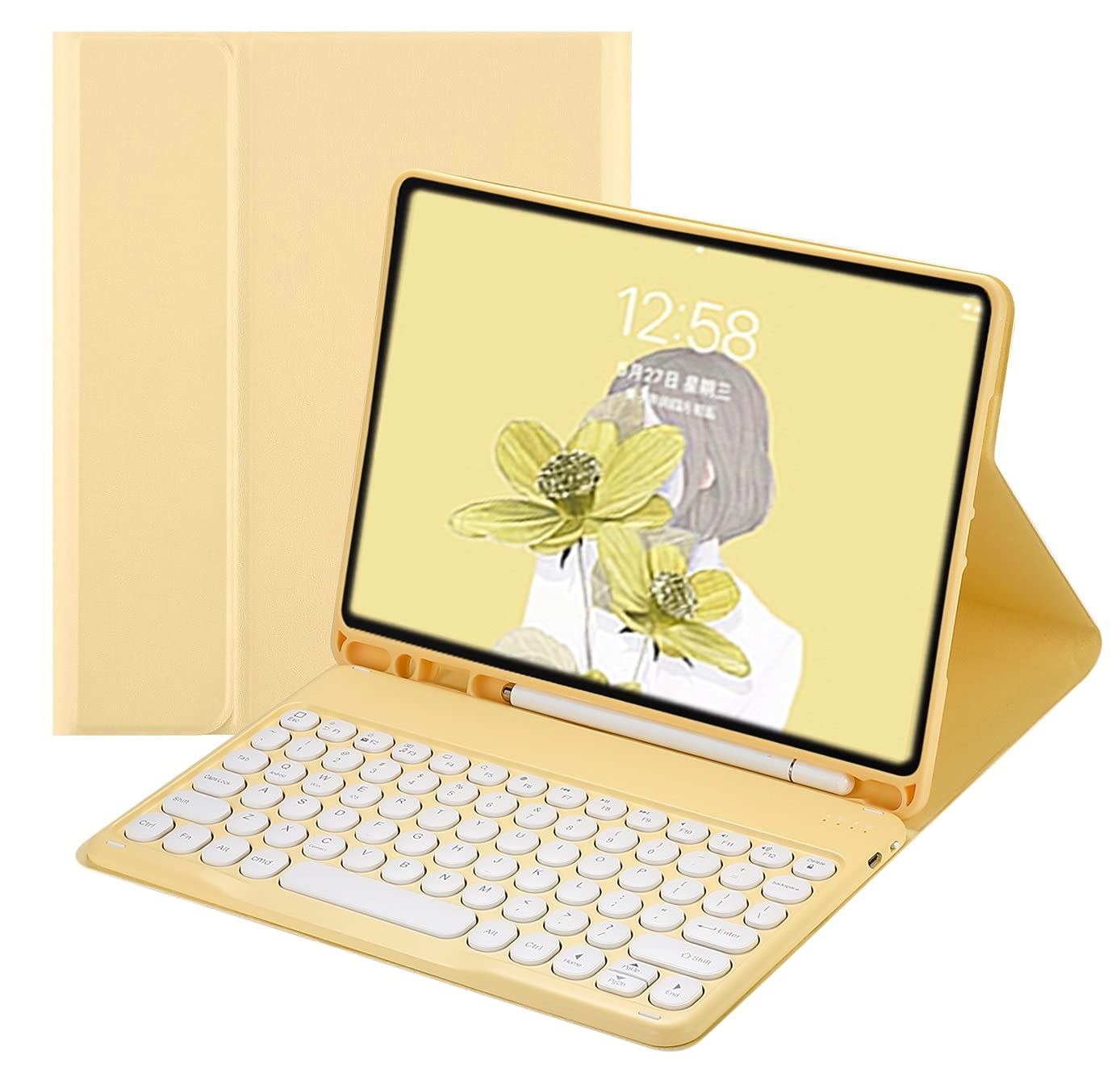 iPad 8 7 6 5 Air4 Air 3 2 Pro 10.5 9.7 11 キーボード ケース 丸型キー 可愛い カラーキーボード カラフル アイパッド 10.2 10.9 2021 丸い 分