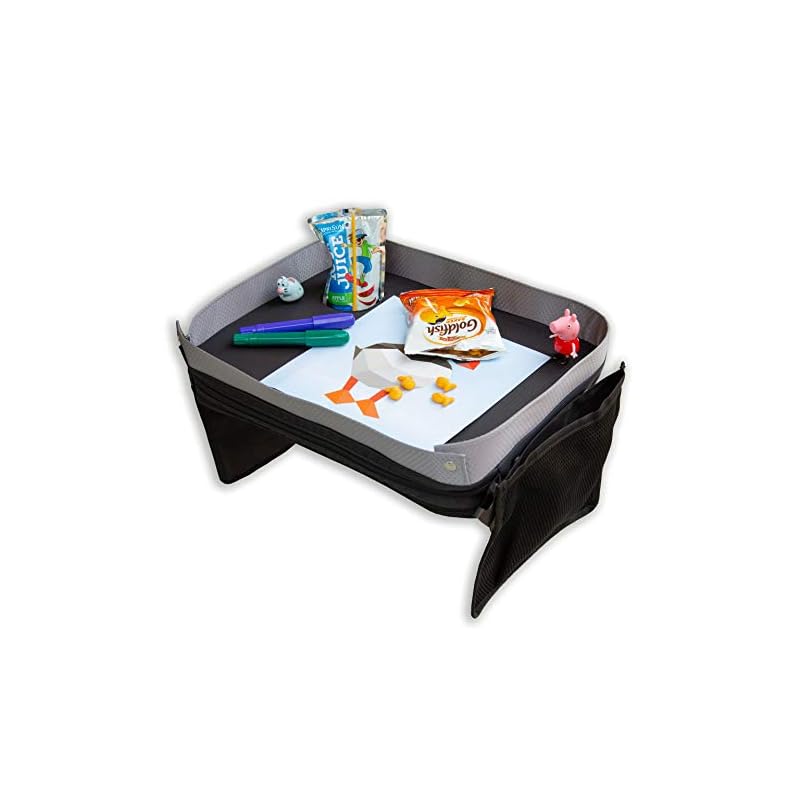 【即日発送】ModFamily(モッドファミリー) 車 テーブル チャイルドトレイ チャイルドシートテーブル 車内テーブル 車 机 後部座席 トラベルラップトレイ グレー/ブラック 3歳