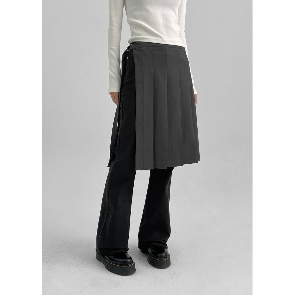 ブラックアップペスティングプリーツラップミディスカート