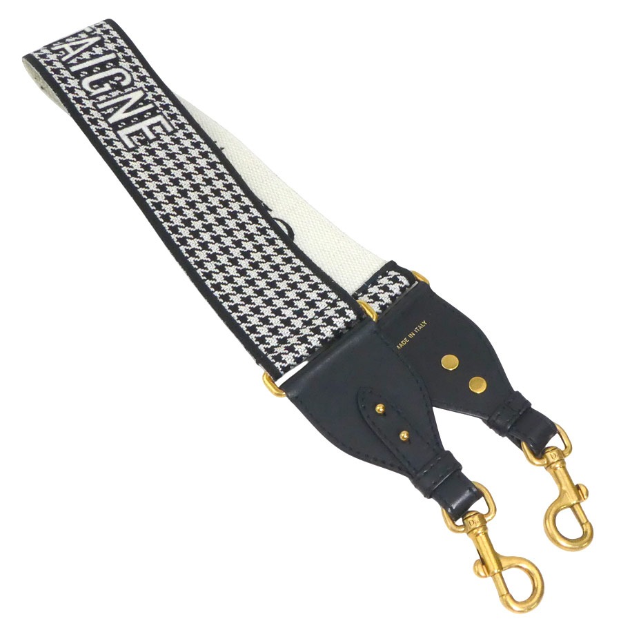 クリスチャンディオール Christian Dior ショルダーストラップ 30モンテーニュロゴ キャンバス/レザー ブラック×ホワイト レディース 56108a