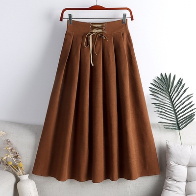 スカート ボトムス ミモレ ミモレ丈 フレア セミフレア ベルト ウエストマーク ハイウエスト 編み込み コーデュロイ きれいめ シンプル カジュアル 大人 上品 おしゃれ お洒落 かっこいい レトロ