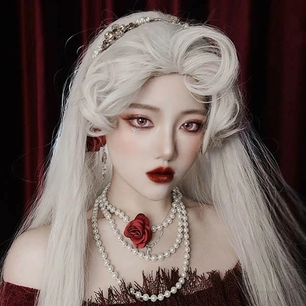 中世の貴族風 白髪 フルウィッグ かつら 女性 長髪 超ロング ロング丈 ロングウィッグ ロリータ lolita 前髪あり 自然 可愛い キュート wig コスプレ 耐熱ウィッグ 小顔効果抜群 コスチ 7,244円