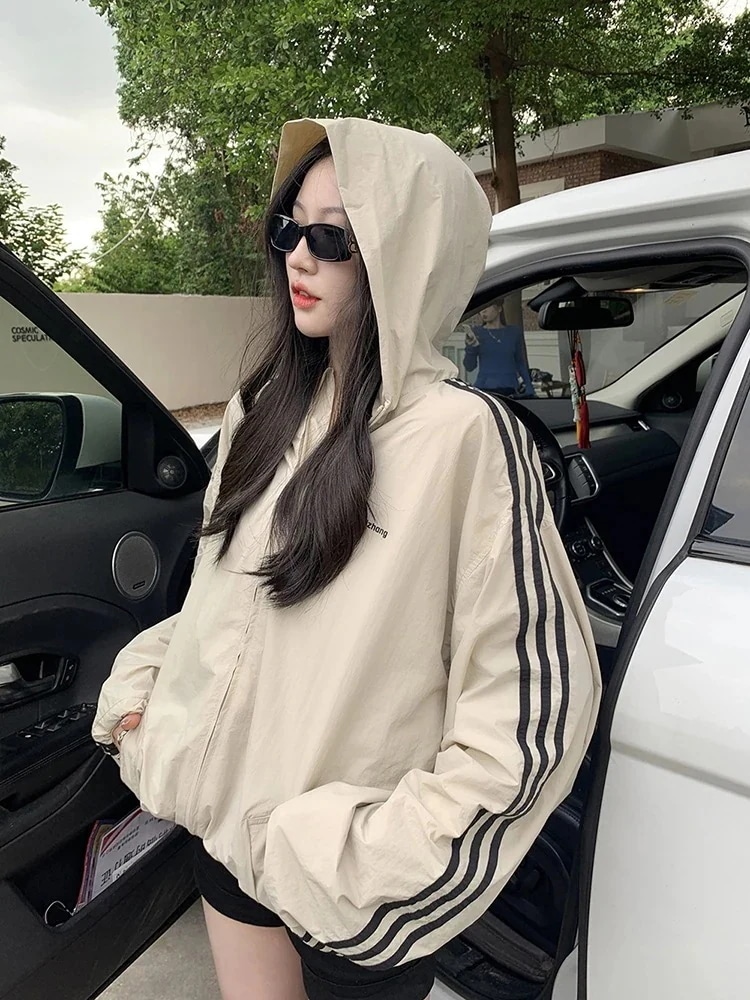 25 韓国 かわいい レディース フード付きアウターフーディーブルゾン長袖シルエットトップスサイドカジュアルファッション系サイズお出かけフル丈トラック