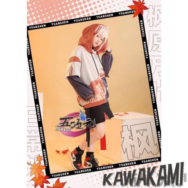 三分妄想　原神　コスプレ　楓原万葉　カズハ　日常服　同人コート　赤葉　ウィッグ　追加可