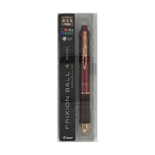 （まとめ買い）消せる4色ボールペン フリクションボール4 ウッド 0.5mm ボルドー LKFB-3SEF-BO [x3]
