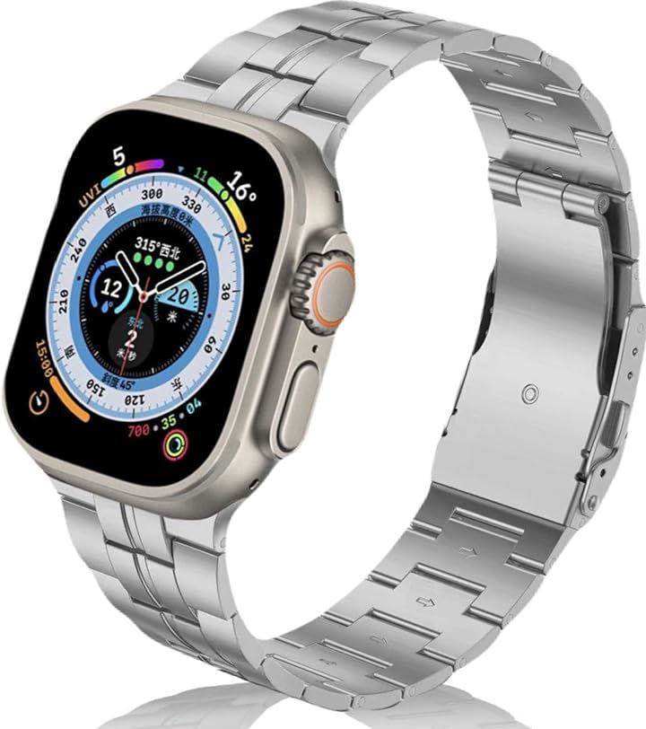 Apple watch バンド Ultra 3/2/1 対応 49mm Series 10/9/8/7/6/5/4/SE 46/45/44mm おしゃれ アップルウォッチ(シルバー)