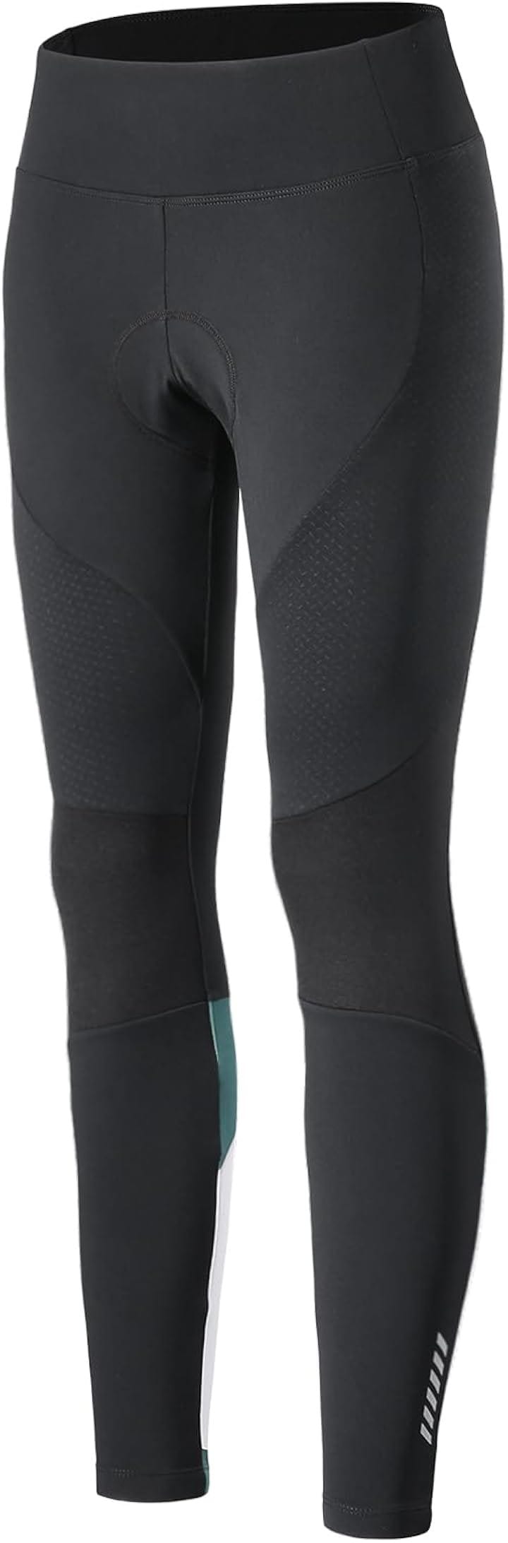 レディース サイクルパンツ 秋冬 レーサーパンツ 裏起毛 サイクリングパンツ サイクルタイツ パッド付き 軽量 保温 弾力(グリーン, M)