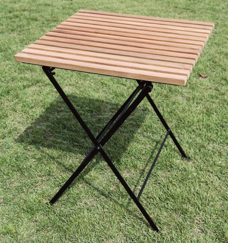 ジャービス商事　ガーデンテーブル　天然木無垢材　折り畳みアイアンチークテーブル　34219　木製